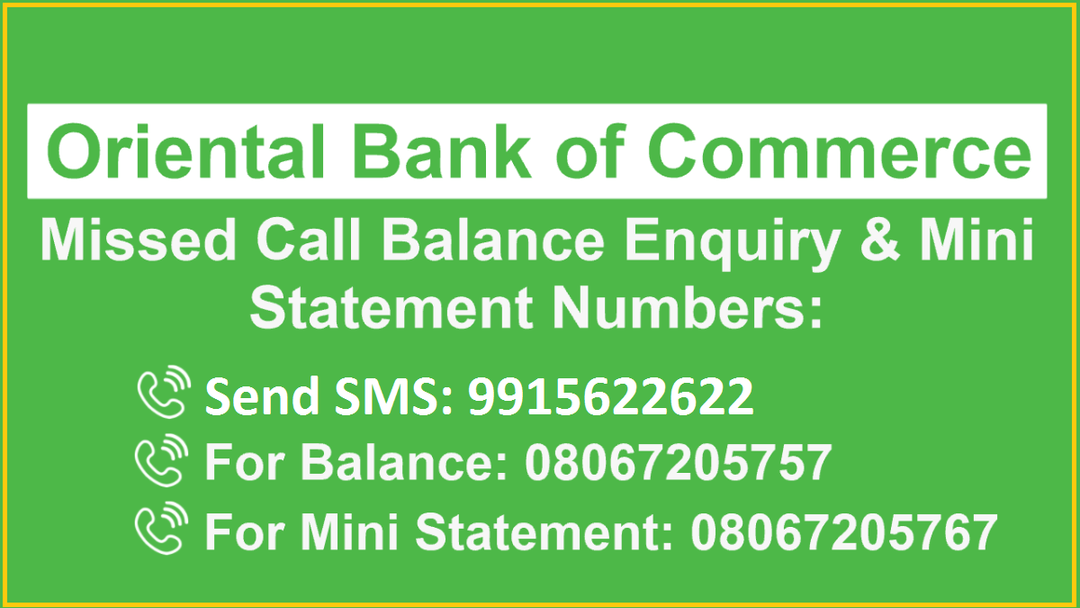 OBC Bank Mini Statement through Missed Call